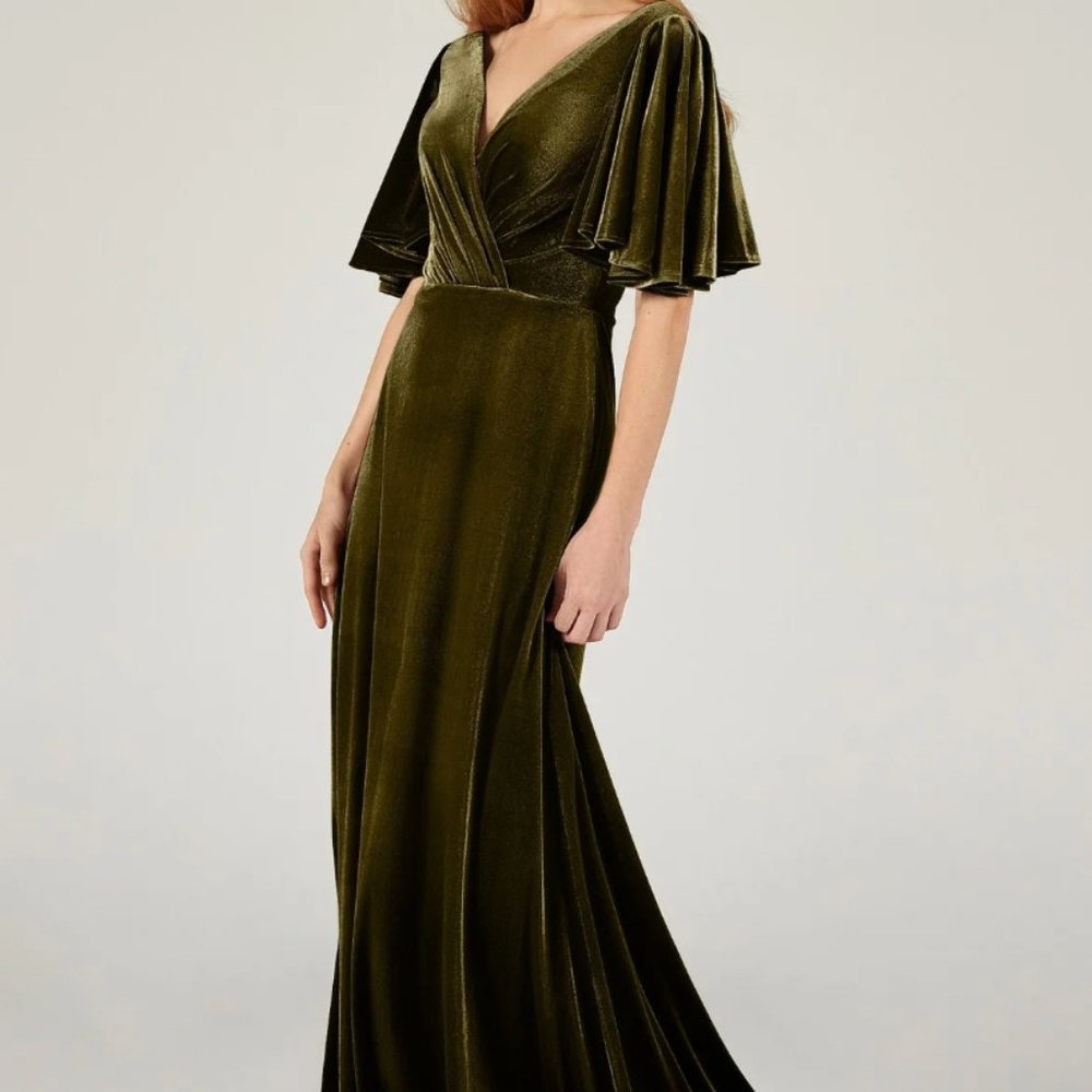 Dark Olive Velvet Formal Dress | Bridesmaid | Prom